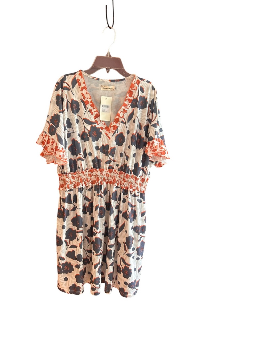 Southern Stitch boho western floral printed mini dress ruffled sleeves Size XL